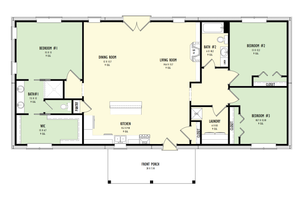 Floor Plan - Main Floor for Farmhouse House Plan #1092-15 - 3 bed, 2 bath