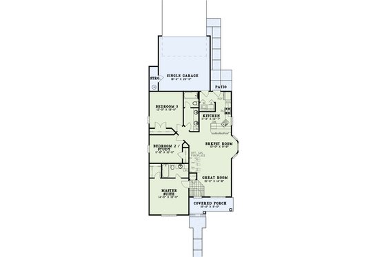 Floor Plan - Main Floor for Traditional House Plan #17-127 - 3 bed, 2 bath