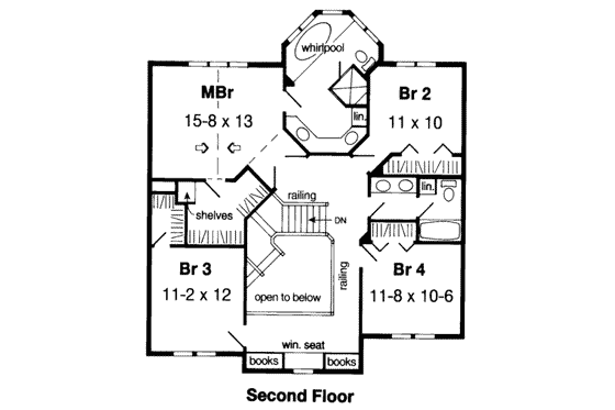 Floor Plan - Upper Floor for Traditional House Plan #312-384 - 4 bed, 2.5 bath