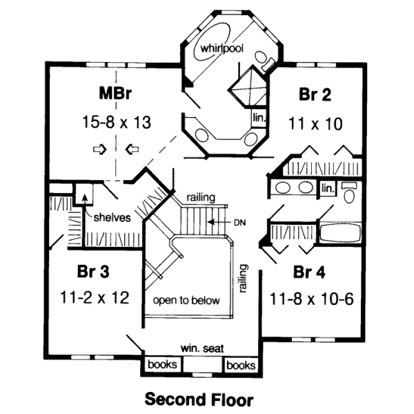 Traditional Floor Plan - Upper Floor Plan #312-384