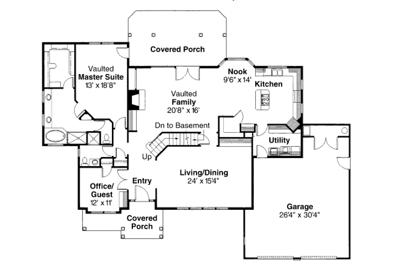 Home Plan - Floor Plan - Main Floor for Traditional House Plan #124-212 - 4 bed, 2.5 bath