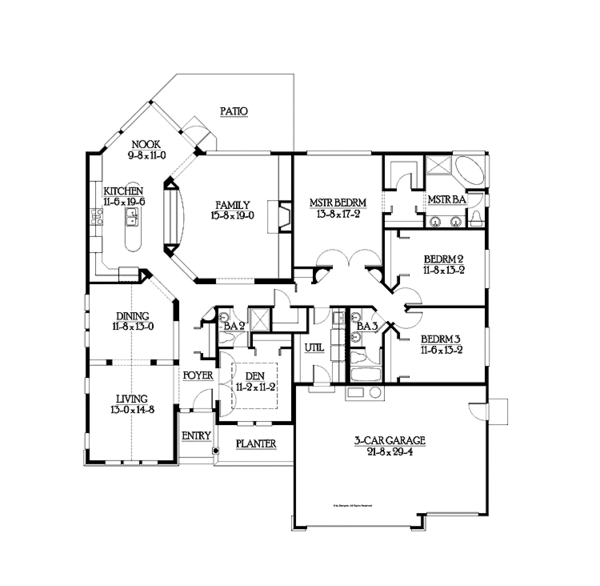 House Plan Design - Ranch Floor Plan - Main Floor Plan #132-544