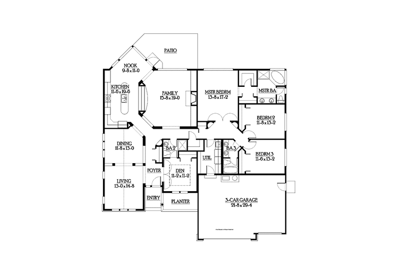 Home Plan - Floor Plan - Main Floor for Ranch House Plan #132-544 - 3 bed, 3 bath