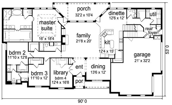 House Plan Design - European Floor Plan - Main Floor Plan #84-618