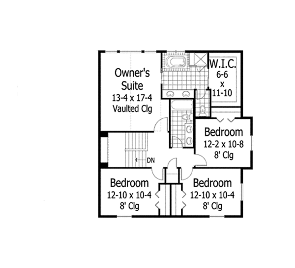 House Design - Country Floor Plan - Upper Floor Plan #51-1099