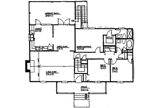 Floor Plan - Main Floor for Country House Plan #30-330 - 3 bed, 2 bath