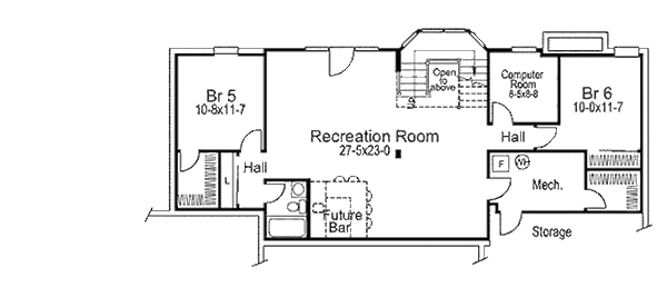 House Plan Design - Colonial Floor Plan - Lower Floor Plan #57-295