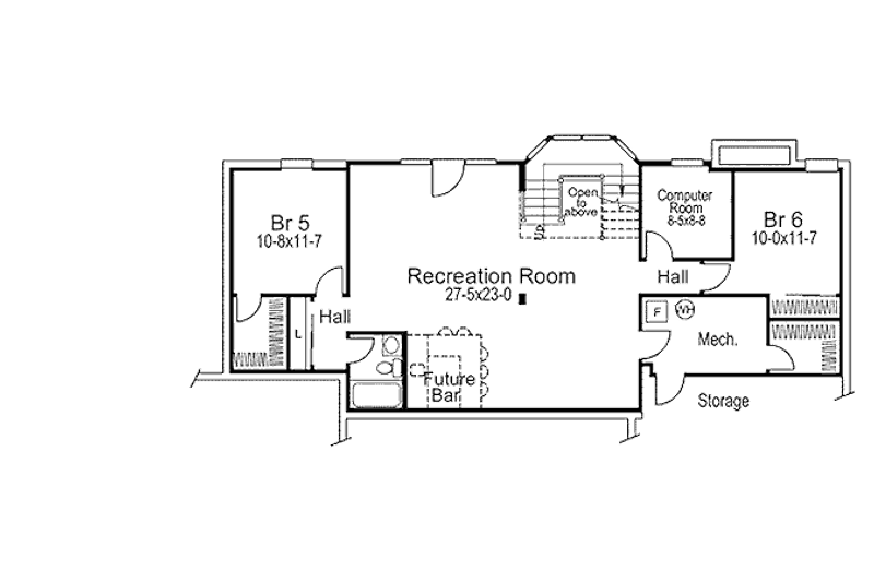 House Plan Design - Floor Plan - Lower Floor for Colonial House Plan #57-295 - 4 bed, 2.5 bath