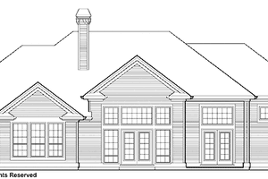 Exterior - Rear Elevation for Ranch House Plan #48-771 - 3 bed, 2.5 bath