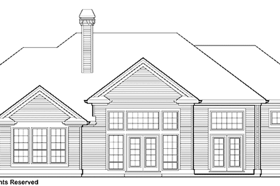Exterior - Rear Elevation for Ranch House Plan #48-771 - 3 bed, 2.5 bath