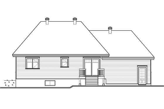 Exterior - Rear Elevation for Traditional House Plan #23-2498 - 2 bed, 1 bath