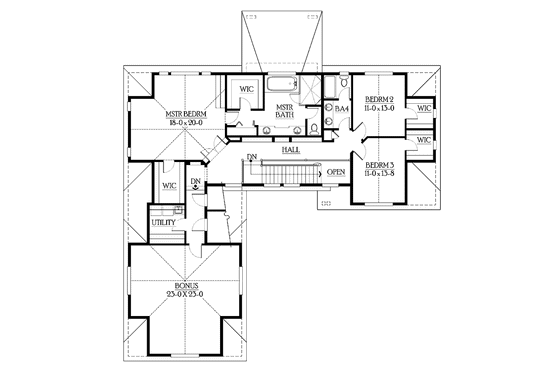 Floor Plan - Upper Floor for Craftsman House Plan #132-489 - 5 bed, 4 bath
