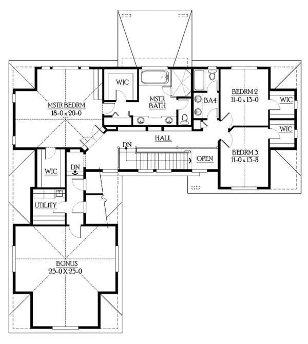 Craftsman Floor Plan - Upper Floor Plan #132-489