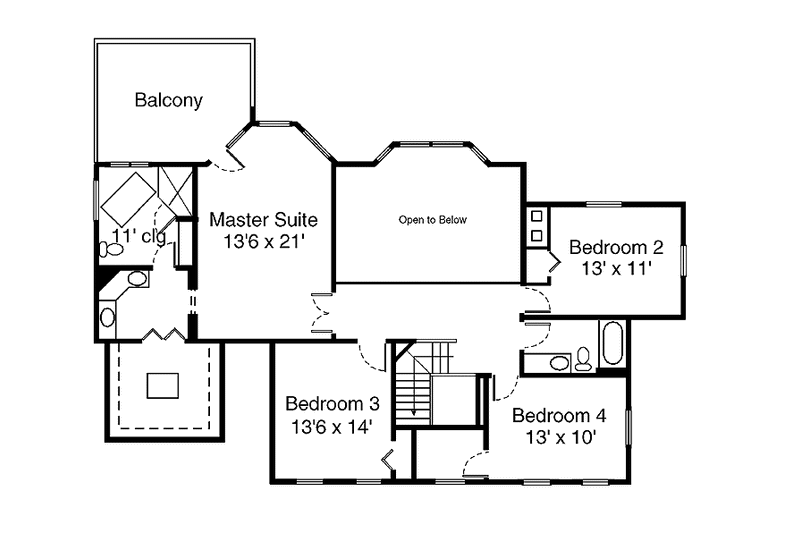 Home Plan - Floor Plan - Upper Floor for Classical House Plan #320-1438 - 4 bed, 2.5 bath