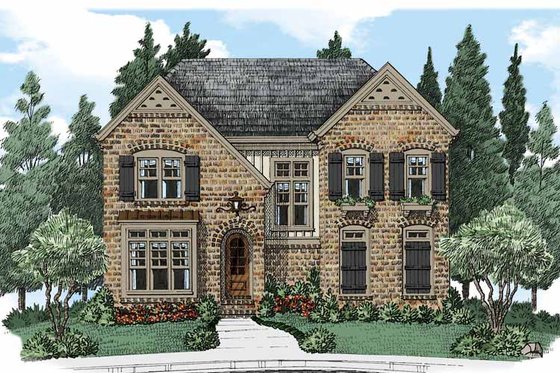 Exterior - Front Elevation 3 for European House Plan #927-499 - 4 bed, 3.5 bath