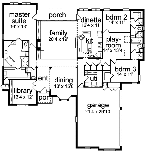 House Design - Traditional Floor Plan - Main Floor Plan #84-726