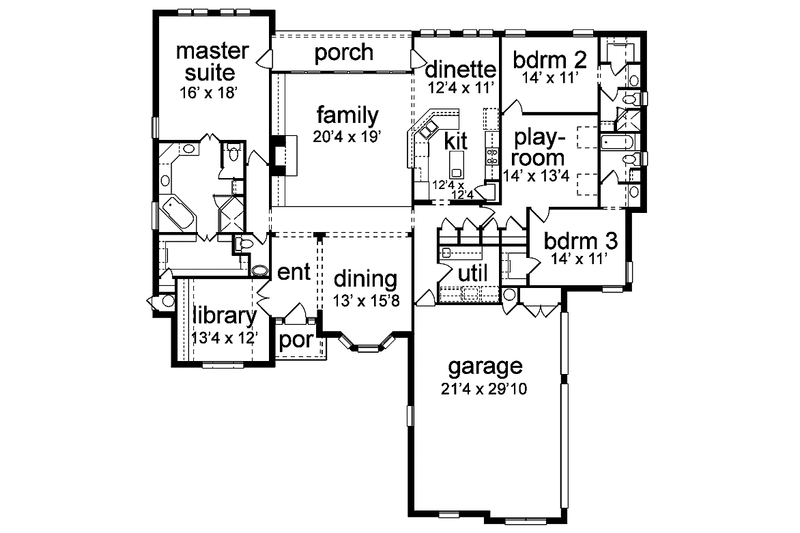 Home Plan - Floor Plan - Main Floor for Traditional House Plan #84-726 - 3 bed, 3.5 bath