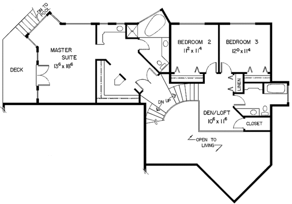 Home Plan - Contemporary Floor Plan - Upper Floor Plan #60-982
