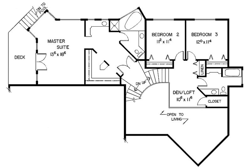 Home Plan - Floor Plan - Upper Floor for Contemporary House Plan #60-982 - 3 bed, 3 bath