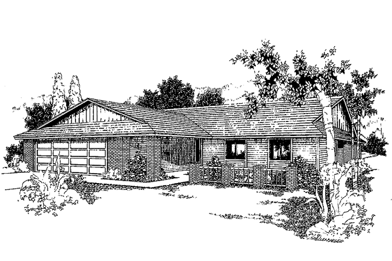 Home Plan - Exterior - Front Elevation 3 for Country House Plan #60-928 - 3 bed, 2 bath