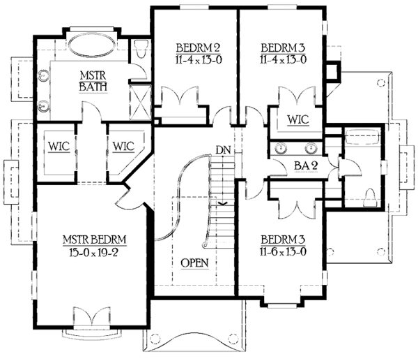 Architectural House Design - Craftsman Floor Plan - Upper Floor Plan #132-411