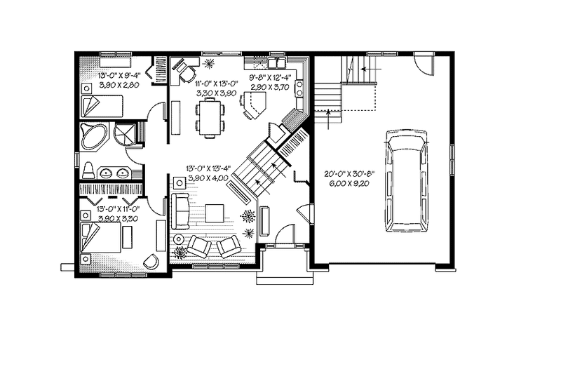 House Blueprint - Floor Plan - Main Floor for Craftsman House Plan #23-2435 - 4 bed, 2 bath