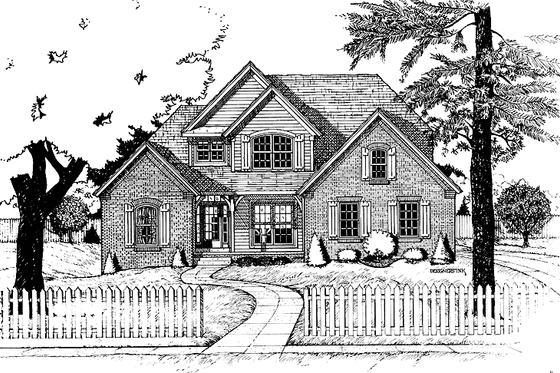 Exterior - Front Elevation 3 for Traditional House Plan #20-2215 - 4 bed, 2.5 bath