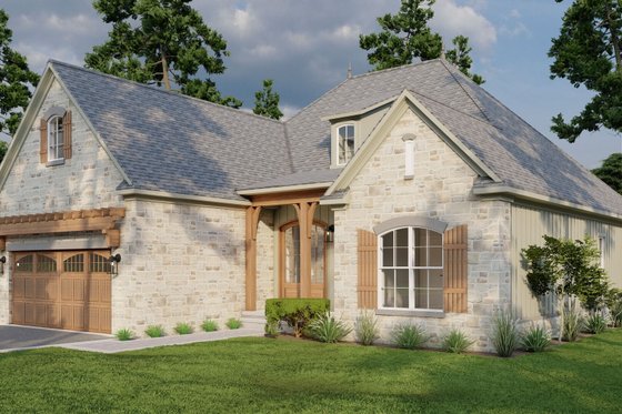 Exterior - Front Elevation 3 for European House Plan #17-2483 - 3 bed, 2 bath