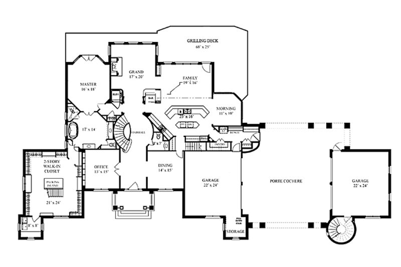 Home Plan - Floor Plan - Main Floor for Mediterranean House Plan #119-414 - 4 bed, 4.5 bath