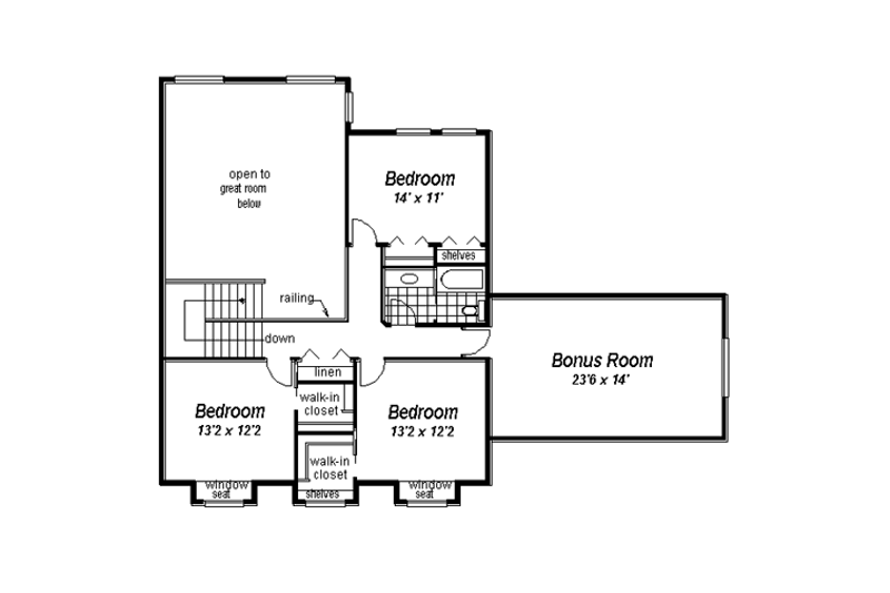 Dream House Plan - Floor Plan - Upper Floor for Craftsman House Plan #18-2007 - 5 bed, 4 bath