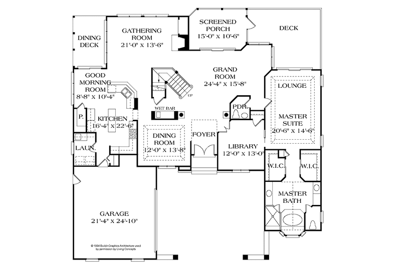 Dream House Plan - Floor Plan - Main Floor for Country House Plan #453-397 - 4 bed, 3.5 bath