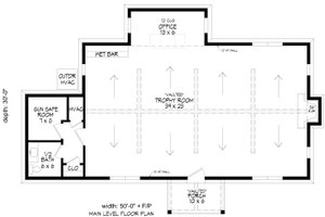 Floor Plan - Main Floor for Country House Plan #932-1072, 0.5 bath