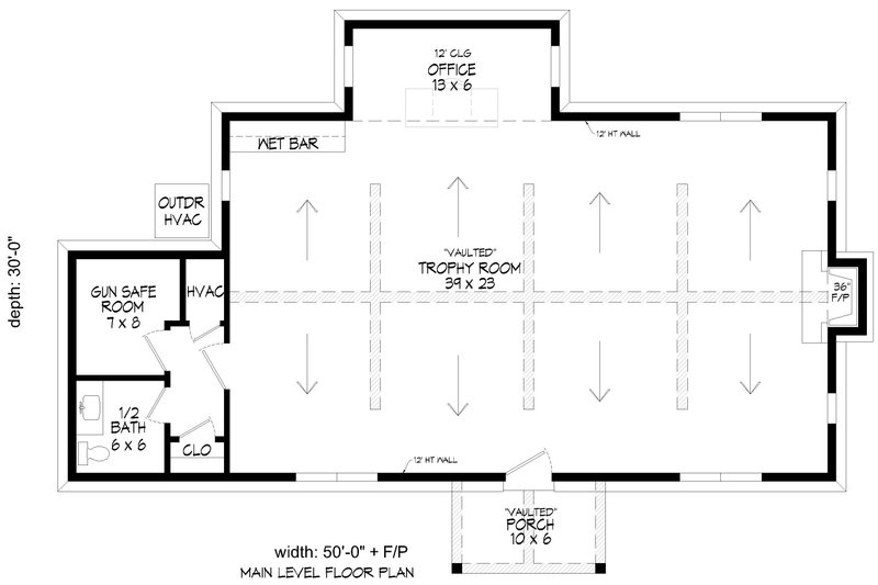 Architectural House Design - Floor Plan - Main Floor for Country House Plan #932-1072, 0.5 bath