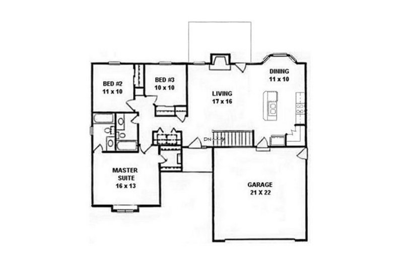 Dream House Plan - Floor Plan - Main Floor for Ranch House Plan #58-117 - 3 bed, 2 bath