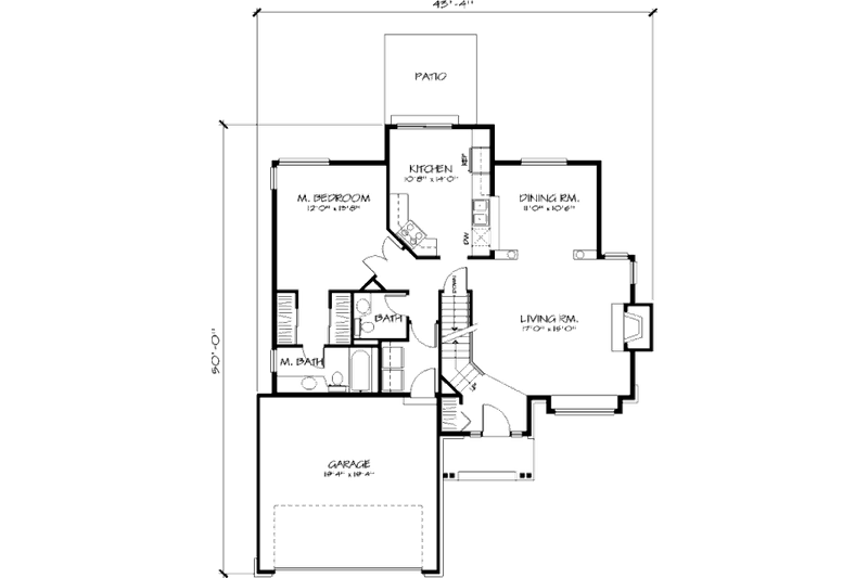 Home Plan - Floor Plan - Main Floor for European House Plan #320-383 - 3 bed, 2.5 bath