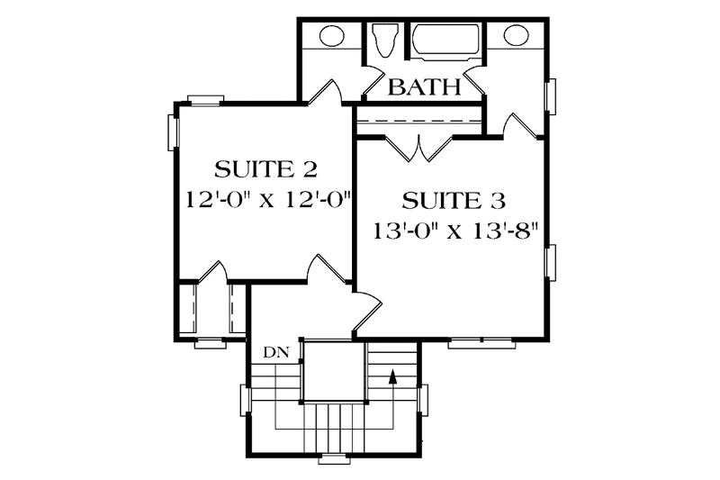 Home Plan - Floor Plan - Upper Floor for Craftsman House Plan #453-319 - 3 bed, 2.5 bath