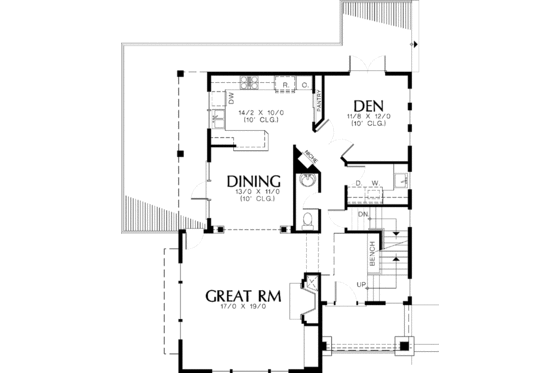 Floor Plan - Main Floor for Craftsman House Plan #48-782 - 3 bed, 2.5 bath