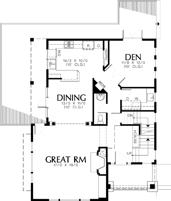 House Plan Design - Craftsman Floor Plan - Main Floor Plan #48-782