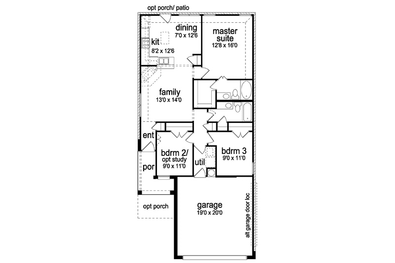 Dream House Plan - Floor Plan - Main Floor for Ranch House Plan #84-668 - 3 bed, 2 bath