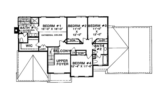 Dream House Plan - Country Floor Plan - Upper Floor Plan #1001-128