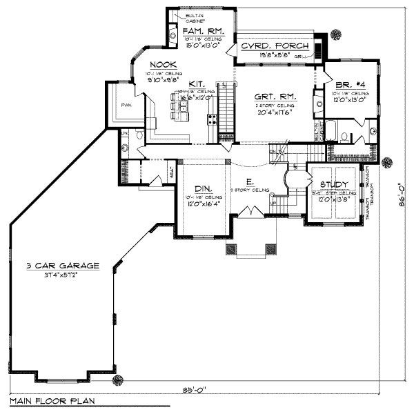 Home Plan - European Floor Plan - Main Floor Plan #70-1008