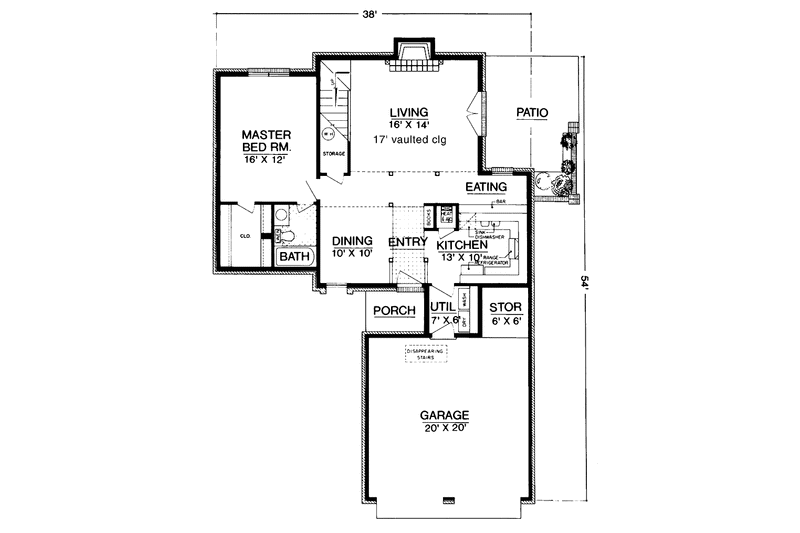 Home Plan - Floor Plan - Main Floor for European House Plan #45-542 - 2 bed, 2 bath