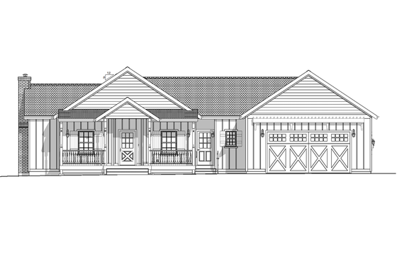 Exterior - Front Elevation 3 for Farmhouse House Plan #1099-18 - 3 bed, 2.5 bath