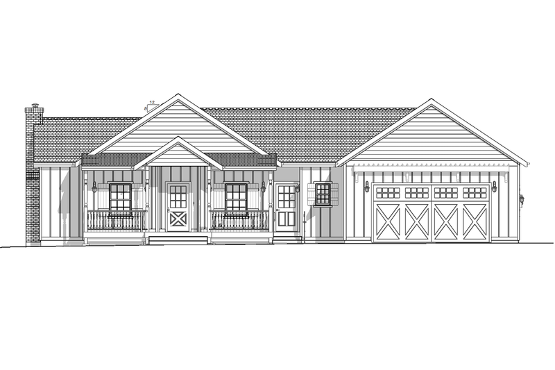 Architectural House Design - Exterior - Front Elevation 3 for Farmhouse House Plan #1099-18 - 3 bed, 2.5 bath
