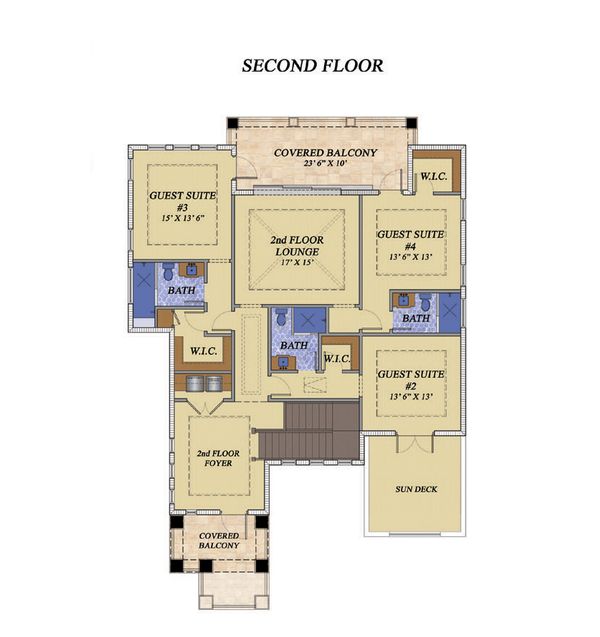 Mediterranean Floor Plan - Upper Floor Plan #548-16