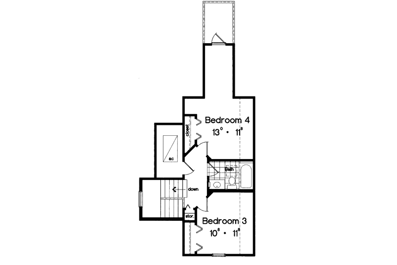 Architectural House Design - Floor Plan - Upper Floor for Country House Plan #417-583 - 4 bed, 2 bath