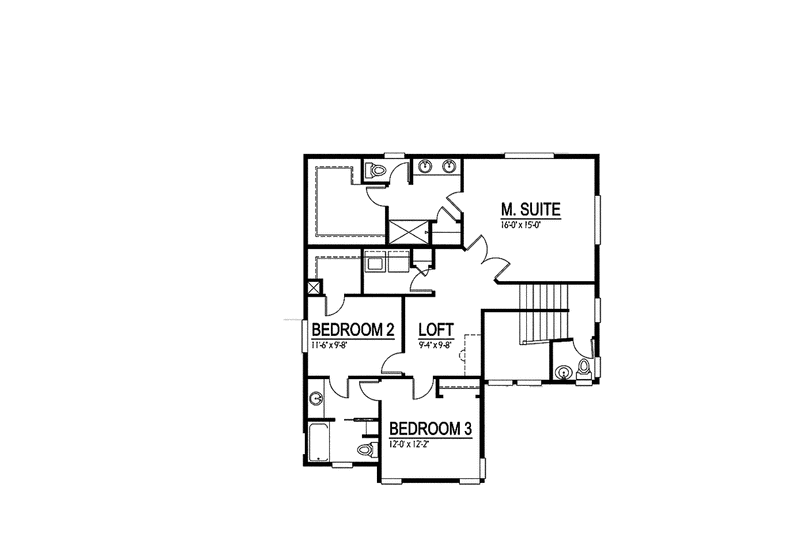 Home Plan - Floor Plan - Upper Floor House Plan #569-14 - 3 bed, 2.5 bath