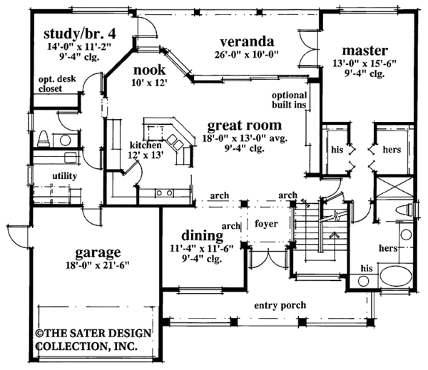 Home Plan - Country Floor Plan - Main Floor Plan #930-53