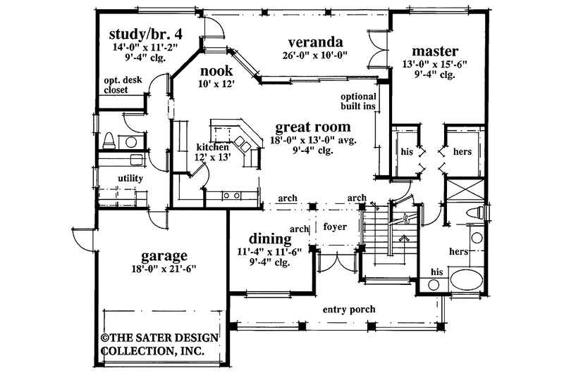 Home Plan - Floor Plan - Main Floor for Country House Plan #930-53 - 5 bed, 2.5 bath