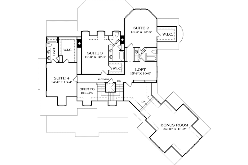 Home Plan - Floor Plan - Upper Floor for Country House Plan #453-575 - 6 bed, 6.5 bath